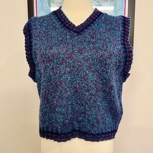 Arizona Jean Company Y2K Knit Sweater Vest Size Large Blue 90's Style Retro USA